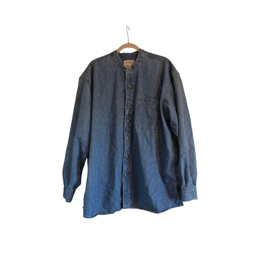 Vintage Eddie Bauer Shirt Adult Size XL Blue Denim Outdoor 90s Mens Button
